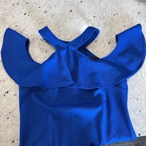 Trina Turk Sleeveless Dress cold shoulder halter Blue Size 4‎